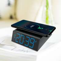 Cheap Price Custom Office Gift LED Screen Alarm Wireless QI Quick Charger Clock for iphone Xs Max X 8 Plus