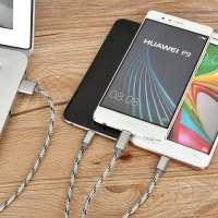 OEM 1.2m 3 in 1 Simultaneous USB Fast Charging Cable For Type-c iphone  Micro Mobile Cell Phone USB Cable